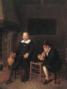 BREKELENKAM, Quiringh van Interior with Two Men by the Fireside f painting